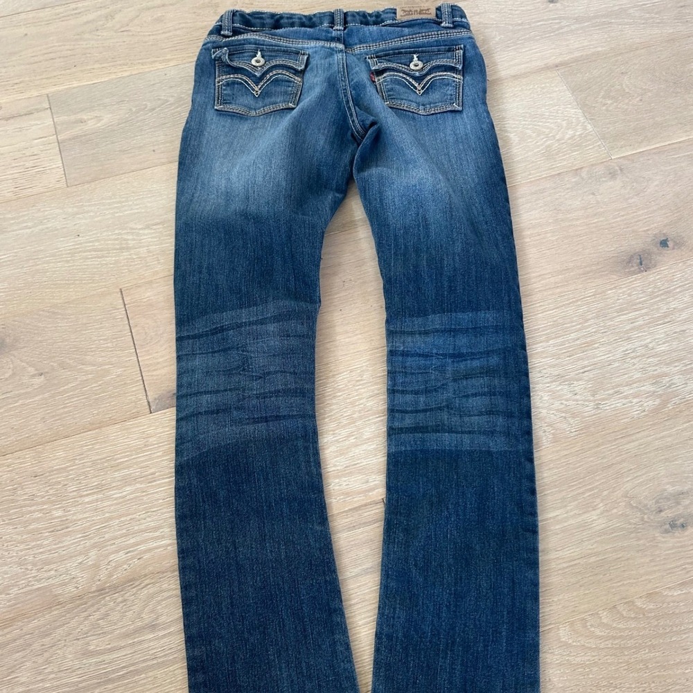 Levis Girls Skinny Jeans Medium Wash Blue Adjustable Waist Size 14 REG - Picture 2 of 10